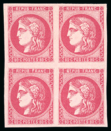 Stamp of France » Emission de Bordeaux 1870 1870, Bordeaux Y&T n°49, 80c rose, bloc de 4 timbres