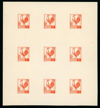 Stamp of France » Émissions à partir de 1900 1944, Superbe épreuve collective en vermillon non-dentelée