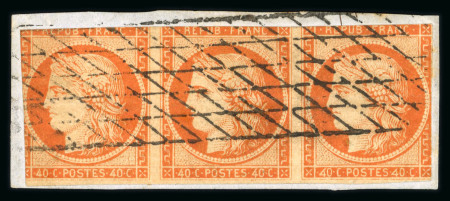 Stamp of France » Type Cérès de 1849-1850 1849, Cérès Y&T n°5, 40c orange, avec variété 4 retouché