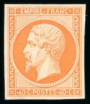 Stamp of France » Empire 1853-1862 1853, Empire non-dentelé Y&T n°16, 40c orange, neuf