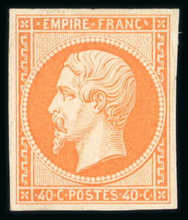 Stamp of France » Empire 1853-1862 1853, Empire non-dentelé Y&T n°16, 40c orange, neuf