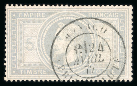 Stamp of France » Empire Lauré 1863-1870 1863, Empire lauré Y&T n°33 5f violet-gris oblitéré