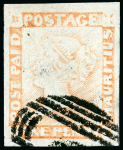 Stamp of Mauritius » 1848-59 Post Paid Issue » Latest Impressions (SG 23-25) 1d. orange-red on yellowish paper, latest Impression,