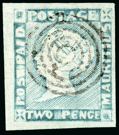 Stamp of Mauritius » 1848-59 Post Paid Issue » Worn Impressions (SG 16-22) 1848-59 Post Paid, Worn Impressions, 2p Blue on Yellowish
