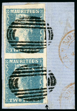 Stamp of Mauritius » 1859 Dardenne Issue (SG 41-44) 1859 Dardenne Issue 2d. slate-blue, used vertical pair