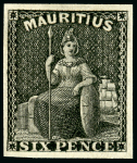 Stamp of Mauritius » 1858-62 Britannia Issues (SG 26-35) 1859-61 6d. plate proof in black on stout wove paper,
