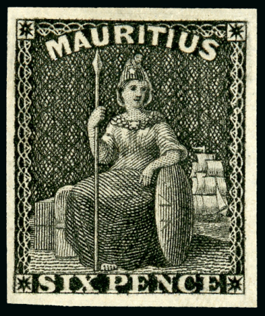 Stamp of Mauritius » 1858-62 Britannia Issues (SG 26-35) 1859-61 6d. plate proof in black on stout wove paper,
