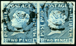 Stamp of Mauritius » 1848-59 Post Paid Issue » Intermediate Impressions (SG 10-15) 2d. blue, intermediate Impressions, horizontal pair