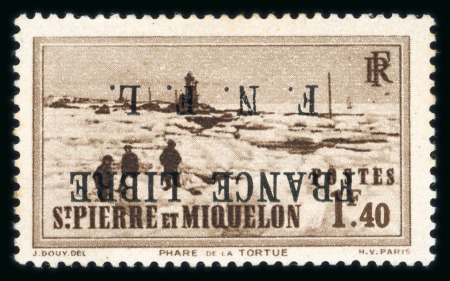 Stamp of Colonies françaises » St. Pierre et Miquelon 1941, France Libre Y&T n°265a avec variété de surcharge