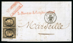 Stamp of France » Lettres Classiques 1849, Cérès Y&T n°3 en paire tête-bêche sur lettre