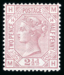 Stamp of Great Britain » 1855-1900 Surface Printed » 1873-80 Large Coloured Corner Letters 1873-80 wmk Orb 2 1/2d rosy mauve pl.14 MH mint