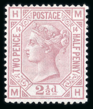Stamp of Great Britain » 1855-1900 Surface Printed » 1873-80 Large Coloured Corner Letters 1873-80 wmk Orb 2 1/2d rosy mauve pl.14 MH mint