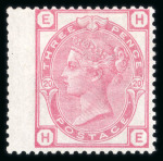 Stamp of Great Britain » 1855-1900 Surface Printed » 1873-80 Large Coloured Corner Letters 1873-80 wmk Spray 3d pale rose pl.20 HE mint large part o.g.