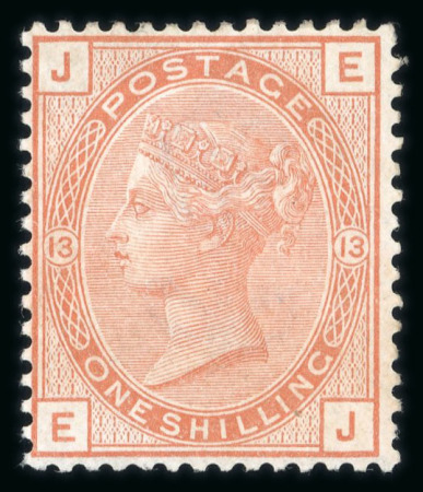 Stamp of Great Britain » 1855-1900 Surface Printed » 1873-80 Large Coloured Corner Letters 1873-80 wmk Spray 1s orange-brown pl.13 EJ mint