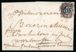 Stamp of Poland 1857 Russia 10 kopek brown & blue, imperforate, tied to 1858 cover from Warta to Warsaw by Polish "195"