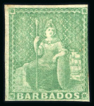 Stamp of Barbados 1852-1938 collection on pages in album, mostly comprising a useful range of the Britannia issues