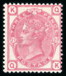 Stamp of Great Britain » 1855-1900 Surface Printed » 1880-83 Large Coloured Corner Letters, Wmk Imperial Crown 1880-83 wmk Crown 3d rose pl.21 QK mint