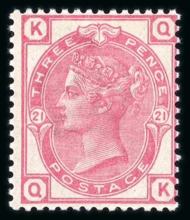 Stamp of Great Britain » 1855-1900 Surface Printed » 1880-83 Large Coloured Corner Letters, Wmk Imperial Crown 1880-83 wmk Crown 3d rose pl.21 QK mint