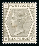 Stamp of Great Britain » 1855-1900 Surface Printed » 1880-83 Large Coloured Corner Letters, Wmk Imperial Crown 1880-83 wmk Crown 4d grey-brown pl.18 and 6d grey pl.18