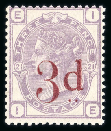 Stamp of Great Britain » 1855-1900 Surface Printed » 1880-83 Large Coloured Corner Letters, Wmk Imperial Crown 1880-83 wmk Crown 3d on 3d lilac mint n.h.
