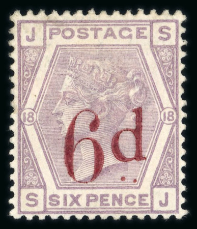 Stamp of Great Britain » 1855-1900 Surface Printed » 1880-83 Large Coloured Corner Letters, Wmk Imperial Crown 1880-83 wmk Crown 6d on 6d lilac mint part o.g. showing the ''slanting dots'' variety