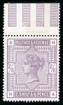 Stamp of Great Britain » 1855-1900 Surface Printed » 1883-84 & 1888 High Values 1883-84 2s6d lilac on blued paper upper marginal mint, large part o.g.