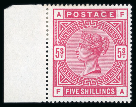 Stamp of Great Britain » 1855-1900 Surface Printed » 1883-84 & 1888 High Values 1883-84 5s rose mint left marginal