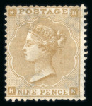 Stamp of Great Britain » 1855-1900 Surface Printed » 1862-64 Small Uncoloured Corner Letters 1862-64 wmk Emblems 9d bistre HK unused
