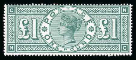 Stamp of Great Britain » 1855-1900 Surface Printed » 1887-1900 Jubilee Issue & 1891 £1 Green 1887-92 £1 green mint, rich colour, small hinge remainder