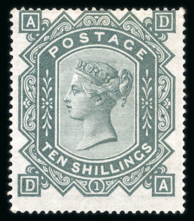Stamp of Great Britain » 1855-1900 Surface Printed » 1867-83 High Values 1867-83 wmk MC 10s greenish grey DA mint, large part o.g.