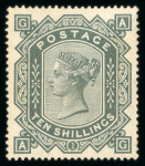 Stamp of Great Britain » 1855-1900 Surface Printed » 1867-83 High Values 1867-83 wmk Anchor 10s grey-green on blued paper mint