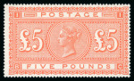 Stamp of Great Britain » 1855-1900 Surface Printed » 1867-83 High Values 1867-83 £5 orange mint