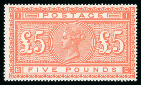 Stamp of Great Britain » 1855-1900 Surface Printed » 1867-83 High Values 1867-83 £5 orange mint