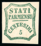 Stamp of Italian States » Parma 1859 Provisional 5c deep blue green mint
