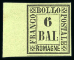 Stamp of Italian States » Romagna 1859 6b black on yellow-green mint left marginal