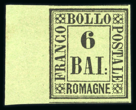Stamp of Italian States » Romagna 1859 6b black on yellow-green mint left marginal