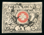 Stamp of Switzerland / Schweiz » "Waadt", "Neuenburg", "Winterthur" 1850, Waadt 5,  leicht entwertet mit seltener schwarzer Genfer Rosette