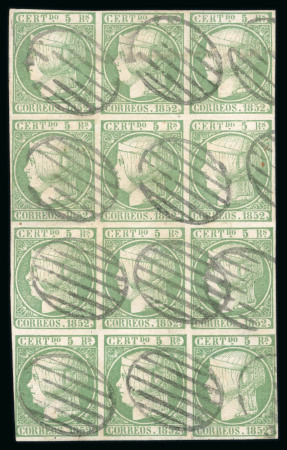 Stamp of Spain 1852 Isabel Third Issue and 1853 Fourth Issue 5r green fine used range