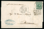 Stamp of Venezuela 1863 (Dec 31) letter sheet from La Guaira bearing 2r blue-green