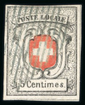 Stamp of Switzerland / Schweiz » "Waadt", "Neuenburg", "Winterthur" 1850, Neuenburg, klar entwertet mit schwarzer eidgenössischer Raute