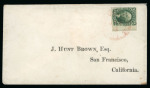 Stamp of United States » 1851-57 Issue 1851-55 Washington 10c green type II right hand marginal on cover