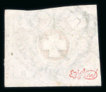 Stamp of Switzerland / Schweiz » "Waadt", "Neuenburg", "Winterthur" 1850, Winterthur, zart entwertet mit doppelt aufgesetzter schwarzer Zürcher Rosette (AW1)