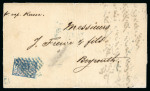 Stamp of Egypt » Russian Post Offices » Alexandria 1866 2k deep blue and rose with large margins on entire to Beyrouth, tied ''785'' numeral in blue