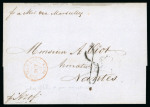 Stamp of Egypt » French Post Offices » Suez 1857 (Octb14) stampless wrapper sent from Mauritius via Suez