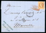 Stamp of Egypt » French Post Offices » Alexandria 1869 (Feb 8) wrapper to Marseille bearing Napoleon 40c tied ''5119'' numeral