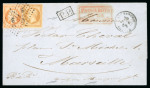 Stamp of Egypt » French Post Offices » Alexandria 1858 (Jun 29) wrapper sent to Marseille bearing Napoleon imperf 10c and 40c