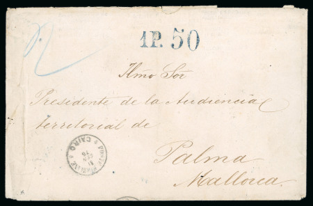 Stamp of Egypt » Postal History 1875 (Jan 31) stampless cover sent from the Spanish Consul in Cairo