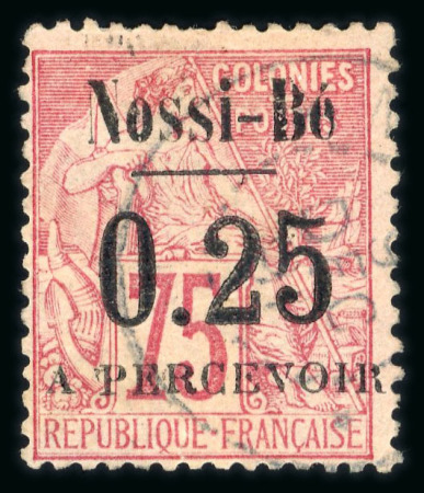 Stamp of Colonies françaises » Nossi-Bé Nossi-Bé timbre-taxe : 1891, Y&T n° 17 oblitéré signé