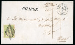 Stamp of Switzerland / Schweiz » Sitzende Helvetia Ungezähnt » 1856-57 Berner Druck (II) 40 Rp. grünlicholiv, farbfrisch und allseits weissrandiges Luxusstück, auf doppelgewichtigem eingeschriebenem Faltbrief nach Bern