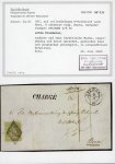Stamp of Switzerland / Schweiz » Sitzende Helvetia Ungezähnt » 1856-57 Berner Druck (II) 40 Rp. grünlicholiv, farbfrisch und allseits weissrandiges Luxusstück, auf doppelgewichtigem eingeschriebenem Faltbrief nach Bern